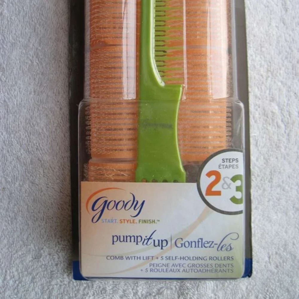 Goody Pump It Up Comb with Lift Pick 5 Self Holding Rollers Curl Hair Curlers